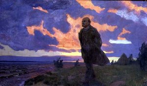Vladimír Iljič Lenin (1870-1924) na pobřeží od Arkadij Aleksandrovic Rylov