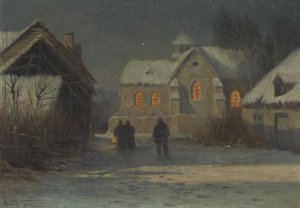 Půlnoční mše, vánoční noc v Bertincourtu, Champagne od Armand Guery
