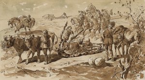 V primitivních dobách sáňkovali a táhli voly od Armand Jean Heins