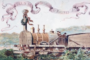 Obrázek Oslava prvního vlaku z Bruselu do Mechlinu v roce 1835, 1886 od Armand Jean Heins