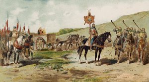 Válečný vůz a foukačky na lituus, doba křížových výprav, 11. století od Armand Jean Heins