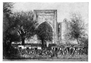 Shromáždění před mešitou v Buchara, Uzbekistán, 1895. od Armand Kohl