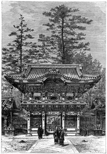Portico of the Temple of the Four Dragons Nikko Toshogu, Nikko, Japan, 1895.