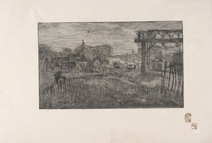 La Gare de Valmondois (Vlakové nádraží Valmondois) 1893 (lept a ruleta) od Armand Séguin