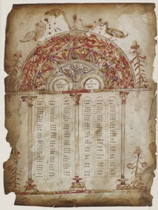Kanovnické tabulky z evangelia (neprůhledný akvarel, tuš a zlato na pergamenu) od Armenian School