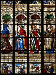 Abraham, Melchisedech, Saint Paul a Sibyla Samos - Vitráže v kapli svatého Jakuba, Arnaud de Moles (1470-1520) dokončena v roce 1513 - Cathedrale Sainte Marie d