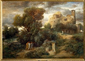 Die Pilger auf dem Weg nach Emmaus - Poutníci na cestě do Emauz... (malba na plátně) od Arnold Böcklin