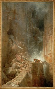 Ein Drache in einer Felsenschlucht - Drak ve skalnaté soutěsce... (malba na plátně) od Arnold Böcklin