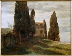 Italienische Villa im Fruehling - Italská vila na jaře... (malba na plátně) od Arnold Böcklin