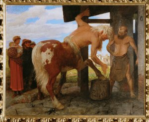 Kentaur in der Dorfschmiede - Kentaur ve vesnické kovárně ... od Arnold Böcklin