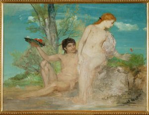 Paar vor einer Baumgruppe - Pár před skupinou stromů... (malba na plátně) od Arnold Böcklin