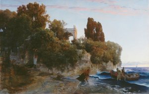 Hrad u moře a vražda v zámecké zahradě od Arnold Böcklin