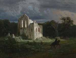 Měsíční krajina se zříceninou od Arnold Böcklin