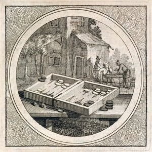 Backgammon set a hráči od Stichtelyke Zinnebeelde od Arnold Houbraken