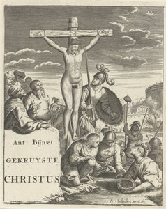 Kristus na kříži Titulní list pro: A. Bynaeus, Kristus ukřižovaný, 1725 od Arnold Houbraken