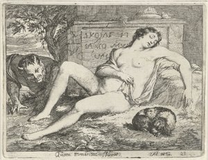 Spící nymfa se psem, kterou špehoval satyr Quam meminisse Juvat (název na objektu) Scéna soch hříchů otevřena ve službách malířů, držitelů soch atd. (název série)