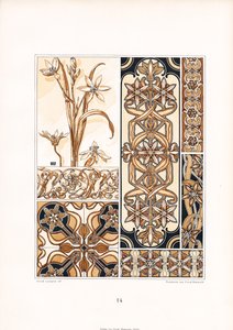 Stylizované motivy lilií v hnědých tónech (litografie) od Arnold Lyongrün