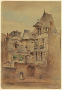 Kresba, Uliční scéna se středověkými domy, asi 1885