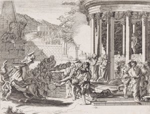 Sinorix byl vynášen z chrámu poté, co byl otráven, 1650-1700. od Arnold van Westerhout.