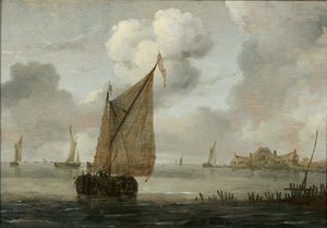 Plachetnice v blízkosti pobřeží od Arnoldus van Anthonissen