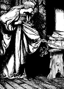 Morgan le Fay krade Arthurův meč