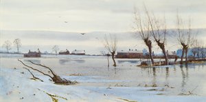 Zimní krajina s rozvodněnou řekou, 1889 (wc) od Arthur Anderson Fraser