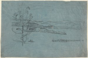 Krajina s přístavištěm a dvěma čluny od Arthur B. Davies