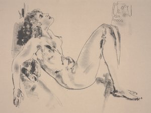Ležící akt (litho)