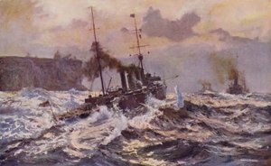 Válečné lodě australského námořnictva opouštějící přístav Sydney (barva litho) od Arthur C. Burgess