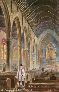 Katedrála svatého Jiří, Southwark, Londýn (barevné lito) od Arthur Charles (after) Payne