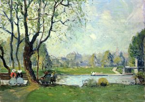 Boston Public Garden na jaře (olej na palubě)