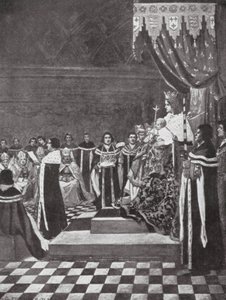 Jindřich VI. otevírá parlament se svou matkou (litografie)