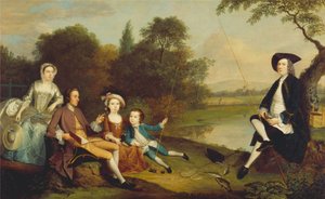 Portrét rodiny, tradičně známé jako Swaine Family of Fencroft, Cambridgeshire od Arthur Devis