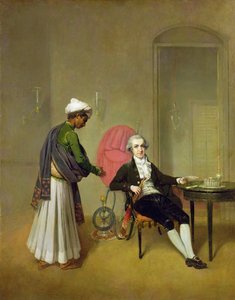 Gentleman, možná William Hickey, a jeho indický sluha, kolem roku 1785 (olej na plátně) od Arthur Devis