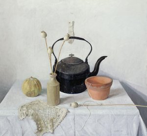 Konvice, Poppyheads a tykev, Zátiší, 1990 od Arthur Easton