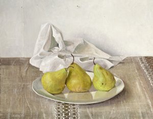 Tři hrušky na talíři, Zátiší, 1990 od Arthur Easton