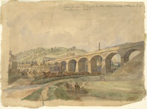 Todmorden viadukt na Manchester & Leeds Railway, Anglie 1843 od Arthur Fitzwilliam Tait