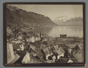 Pohled na Montreux u Ženevského jezera, Dents du Midi v dálce Montreux et la Dent du Midi (název na objektu)