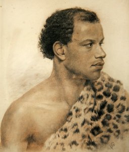 Portrét Afričana (barevné křídy na papíře) od Arthur George Walker