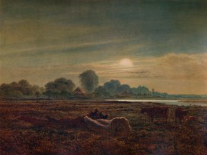 River Scene by Moonlight, s dobytkem, 1879, 1935