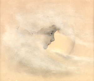 Peter Pan, nebo Chlapec na Měsíci, kolem roku 1910 (tužka, pero a inkoust, wc na papíře)