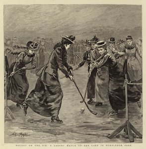 Hockey on the Ice, dámský zápas na jezeře ve Wimbledon Parku od Arthur Hopkins