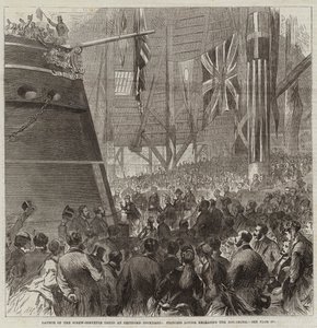 Start Screw-Corvette Druid v Deptford Dockyard, princezna Louise vydává Dog-Shore