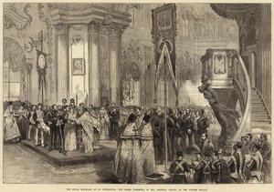 Královský sňatek v Petrohradě, řecký obřad, v císařské kapli Zimního paláce