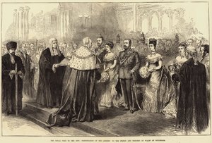 Královská návštěva města, přednesení projevu k princi a princezně z Walesu v Guildhall