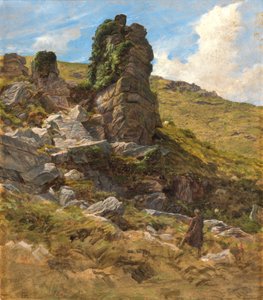 Skalnatý výběžek (olej na kartě) od Arthur Hughes