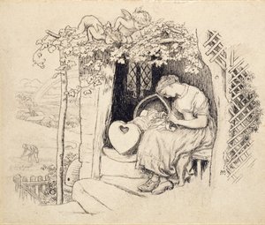 U kolébky, 1873 od Arthur Hughes