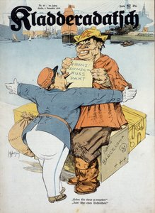 Německá karikatura k francouzsko-sovětským dohodám (francouzský celník a ruský námořník:" Máte něco k proclení Ne! Jen zbraně!" (Kontext španělské války), "Kladderadatsch" 8. 11. 1936, il. Arthur Johnson (1874-1954). od Arthur Johnson