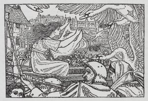 Hans Christian Andersen: Divoké labutě (litho) od Arthur Joseph Gaskin