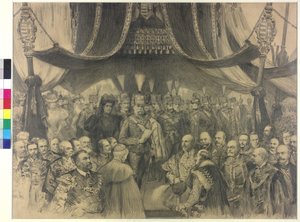 Zahájení výstavy tisíciletí v Budapešti císařem Františkem Josefem od Arthur Lajos Halmi